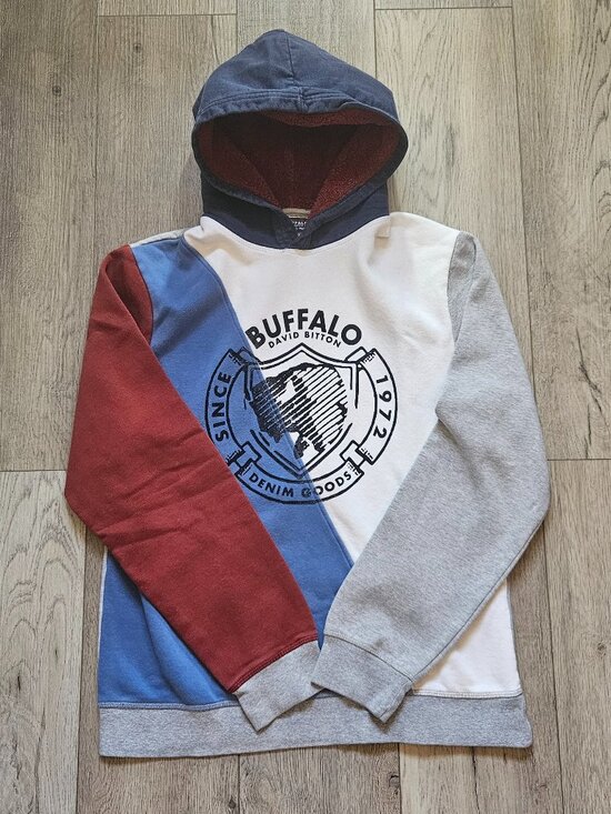 Buffalo David Bitton Other - Buffalo David Bitton Hoodie Mens Medium Colorblock Pullover Sherpa Hood Graphic
